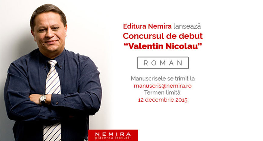 Editura Nemira lansează concursul de debut „Valentin Nicolau”